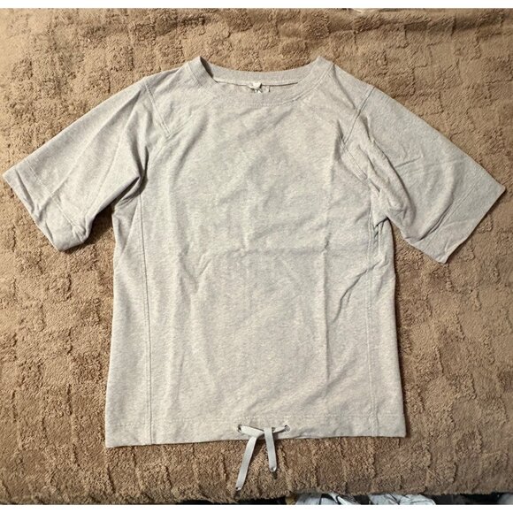 NWOT Lululemon Split Short Sleeve Grey Stretch French Terry Sweatshirt Top 6 - Picture 9 of 9